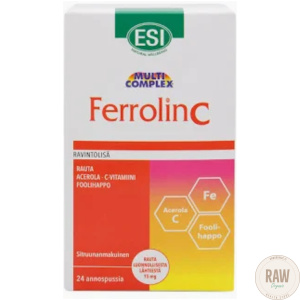 ESI FerrolinC Sitruunanmakuinen Rautapidolaatti + Acerola 24 annospussia 480ml