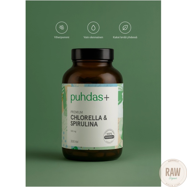 Puhdas+ Premium chlorella & spiruliina 300tabl. – kuva 2