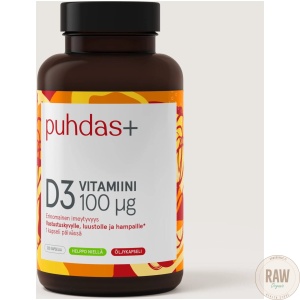 Puhdas+ D3-vitamiini oliiviöljy 100µg, 120 kaps