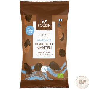 Foodin Raakasuklaamanteli, sokeroimaton, luomu, 50g