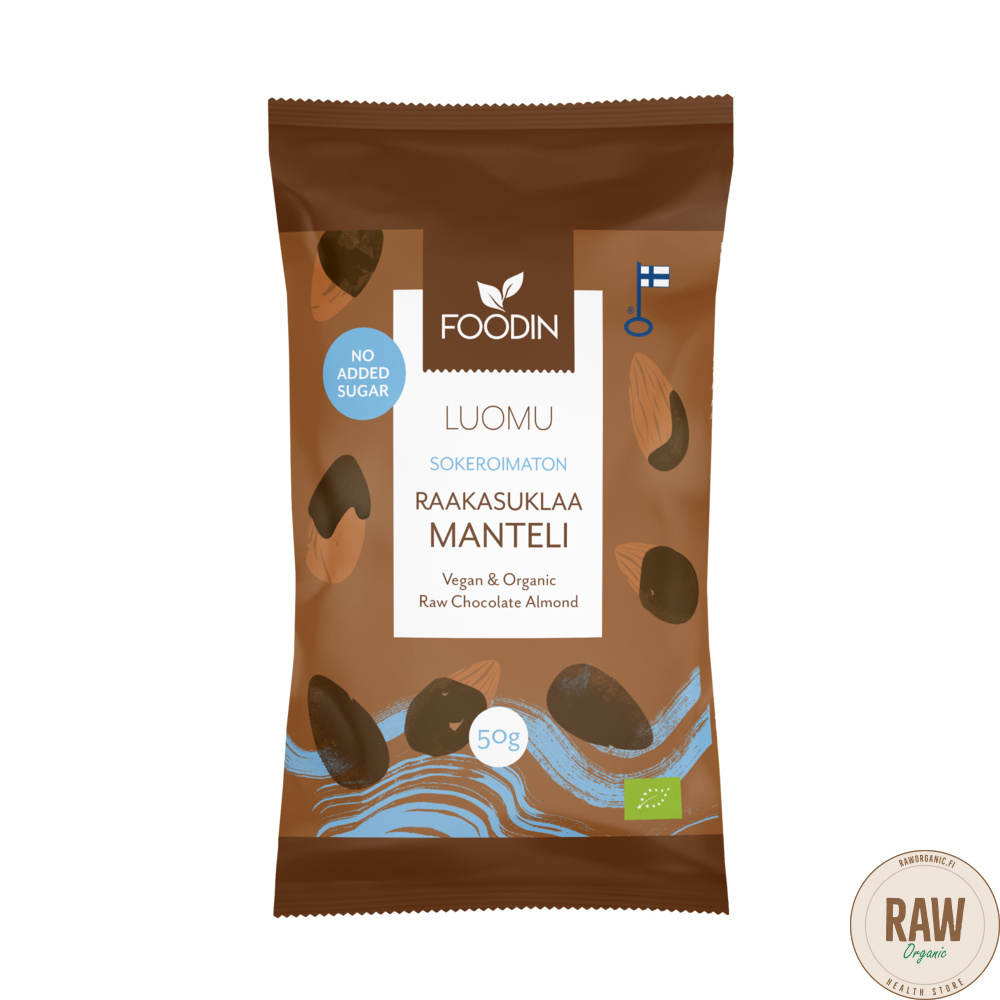 Foodin Raakasuklaamanteli, sokeroimaton, luomu, 50g