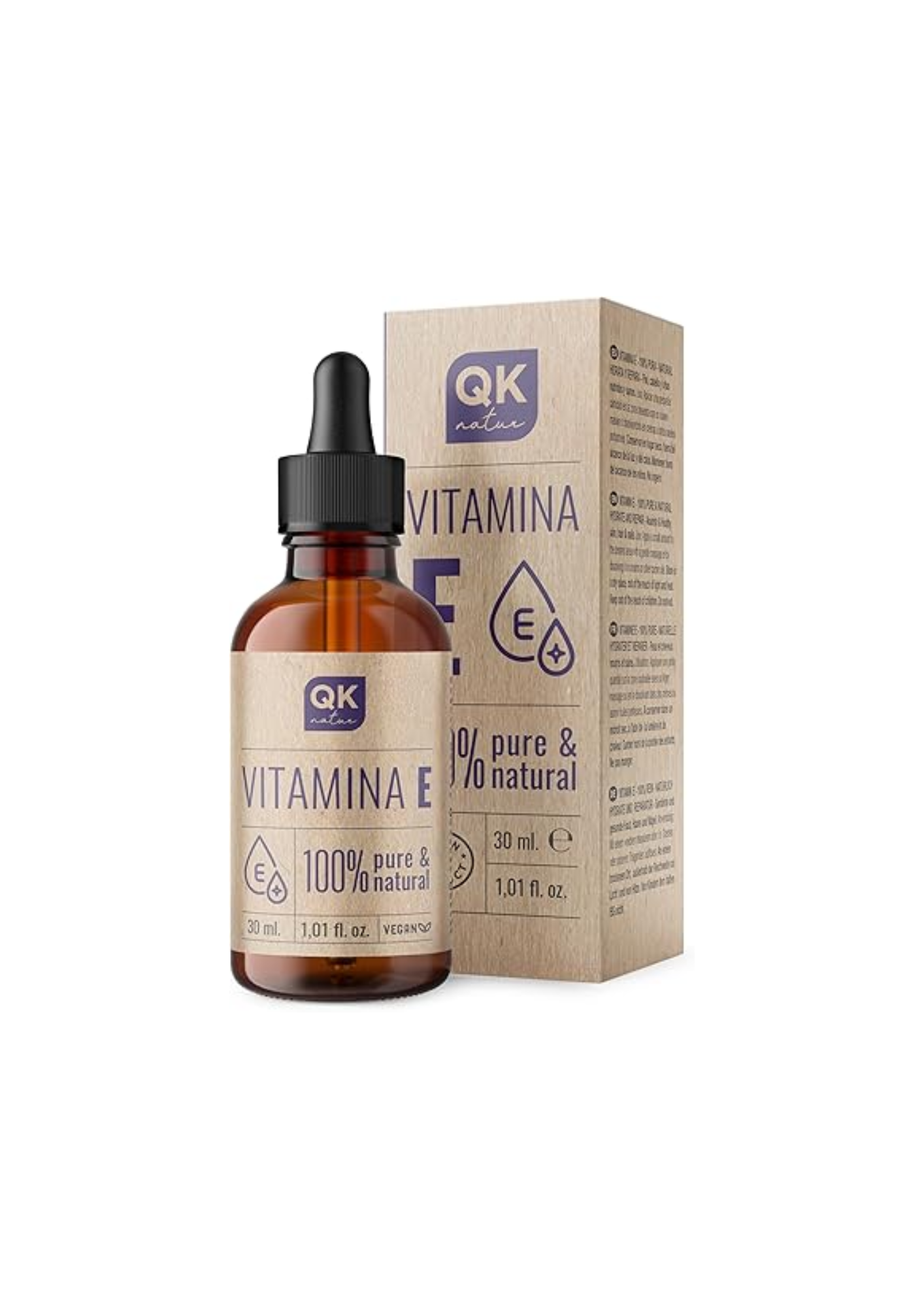 QKnatur Pure Liquid Vitamin E (Tocopherol) 30 Ml - Natural