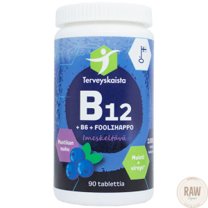 Terveyskaista B12 + B6 + Foolihappo, imeskeltävä (mustikka)