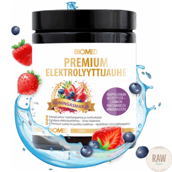 Biomed Premium Elektrolyyttijauhe Kuningasmarja 120g - Image 3