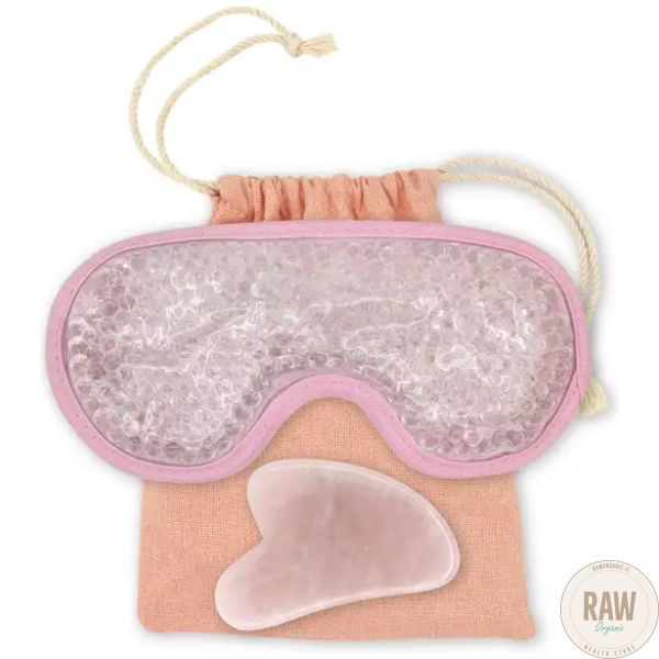 Ruusukvartsi Gua Sha kivi & silmämaski