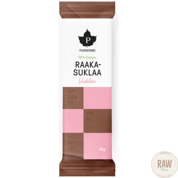Puhdistamo Raakasuklaalevy vadelma 36g