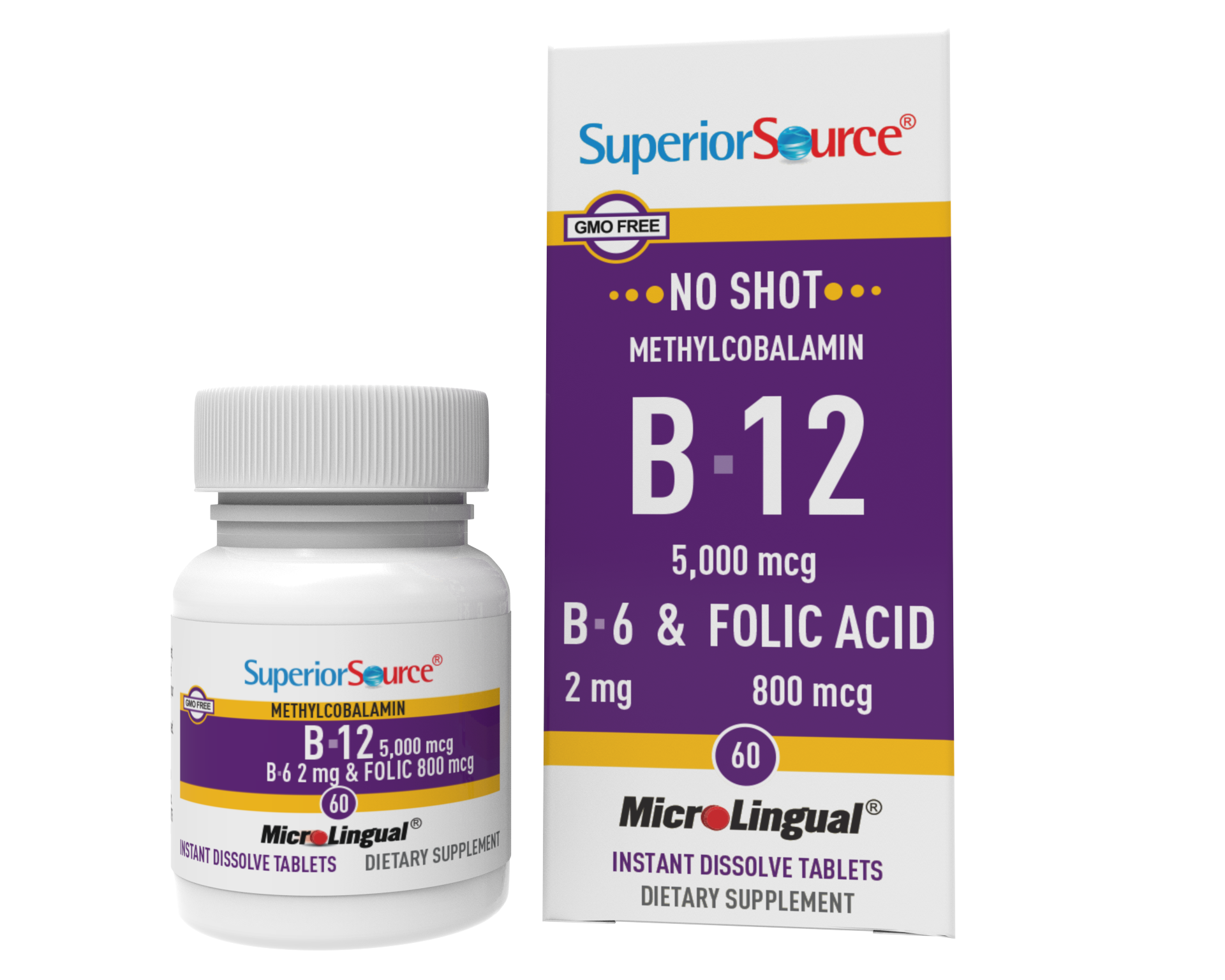 Superior Source B12 5000mcg + B6 + foolihappo 60tbl