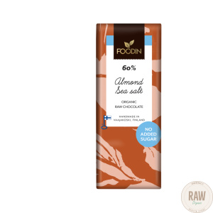 Foodin Raakasuklaalevy Manteli-Merisuola, sokeroimaton, luomu, 40g