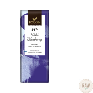 Foodin Raakasuklaa Wild Blueberry 54%, luomu 40 g